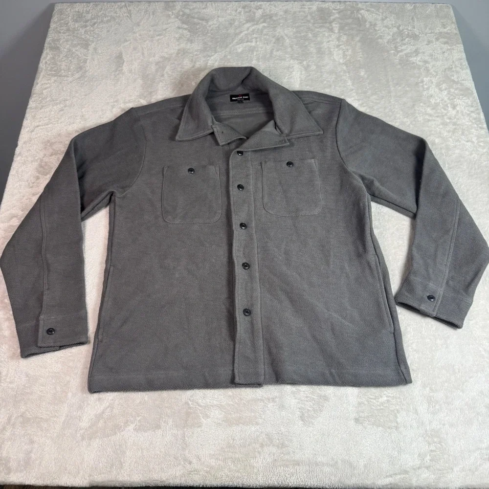 NWOT American Giant Mens French Terry‎ Twill Shacket L Gray Button Up Outdoors